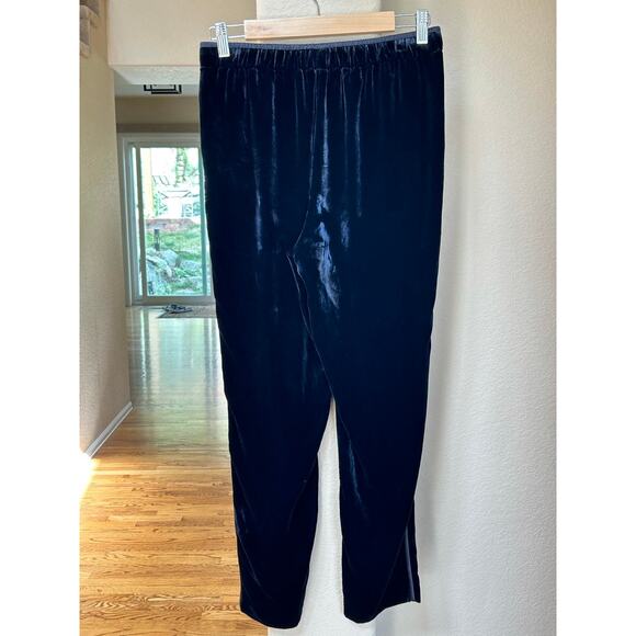 Lafayette 148 Blue Velvet Elastic Waist Pull-On Tuxedo Track S Pant MSRP $598 - Picture 2 of 5